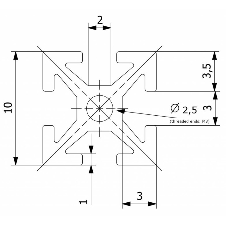 MakerBeam Profilsystem 40 mm 8 Stk. Schwarz