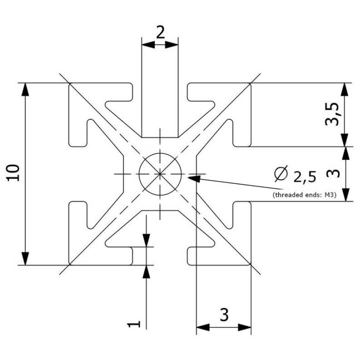 MakerBeam Profilsystem 150 mm 6 Stk. Schwarz