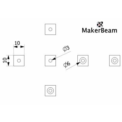 MakerBeam Befestigungswürfel 12 Stk. Silber