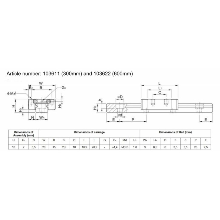 MakerBeam Linearführung 200 mm