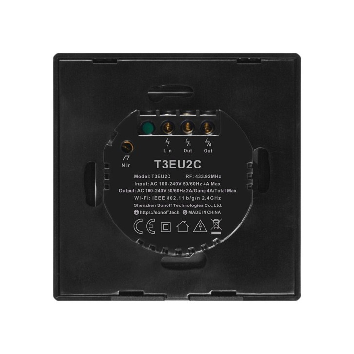 SONOFF TX T3EU2C Wall Switches schwarz (2 Taster)