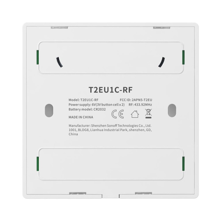 SONOFF T2EU-RF-86 Wall Panel 433MHZ Wireless RF Remote (1 Taster)