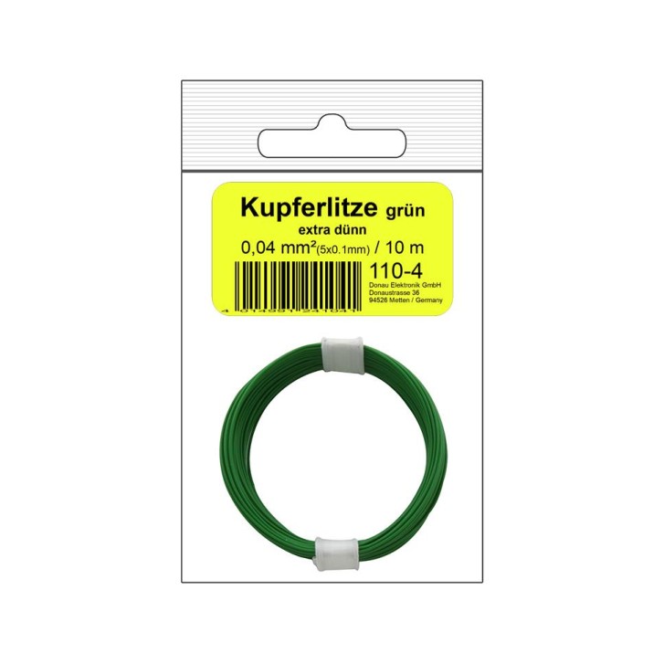 Kupferschalt Litze 0,04 mm² / 10 m grün in SB Beutel