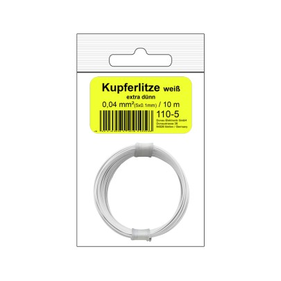 Kupferschalt Litze 0,04 mm² / 10 m weiß in SB...