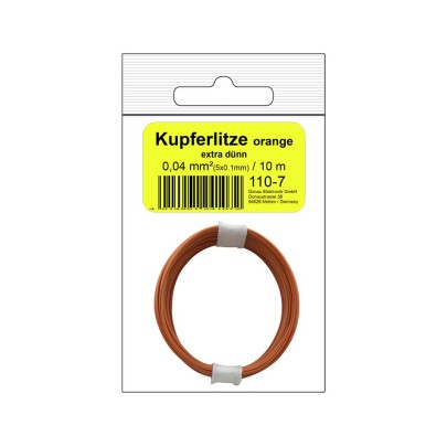 Kupferschalt Litze 0,04 mm² / 10 m orange in SB Beutel