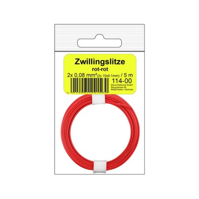 Zwillingslitze 0,08 mm² / 5 m rot-rot in SB