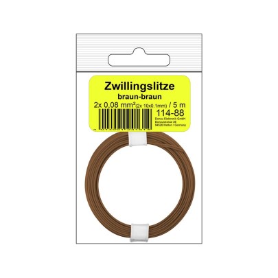 Zwillingslitze 0,08 mm² / 5 m braun-braun in SB