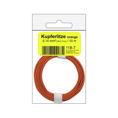 Kupferschalt Litze  0,14 mm² / 10 m / orange in SB...