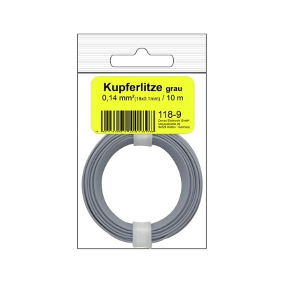 Kupferschalt Litze  0,14 mm² / 10 m / grau in SB Beutel