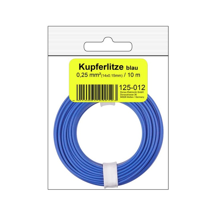 Kupferschalt Litze  0,25 mm² / 10 m / blau in SB Beutel