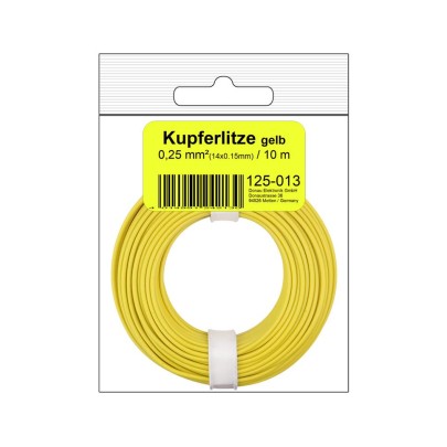 Kupferschalt Litze  0,25 mm² / 10 m / gelb in SB Beutel