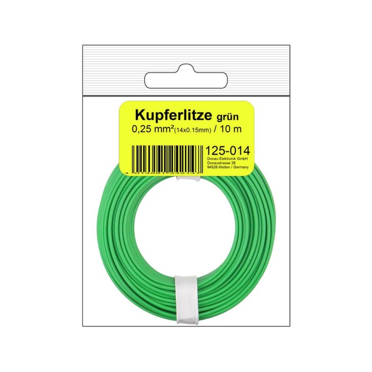 Kupferschalt Litze  0,25 mm² / 10 m / grün in SB Beutel