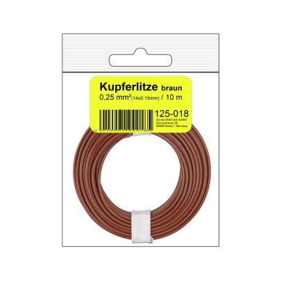 Kupferschalt Litze  0,25 mm² / 10 m / braun in SB...