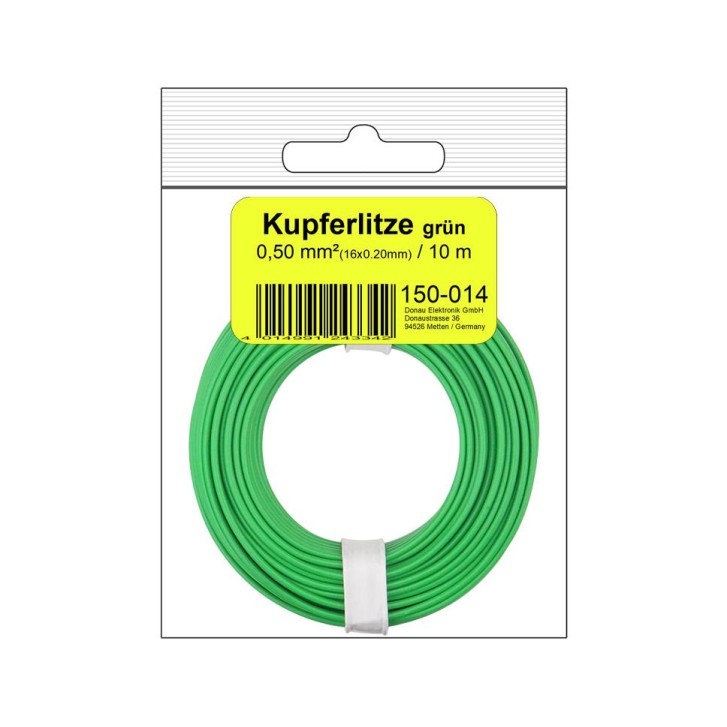 Kupferschalt Litze  0,50 mm² / 10 m / grün in SB Beutel