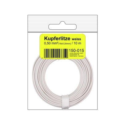 Kupferschalt Litze  0,50 mm² / 10 m / weiss in SB...