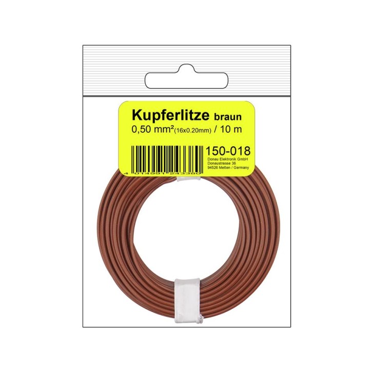 Kupferschalt Litze  0,50 mm² / 10 m / braun in SB Beutel