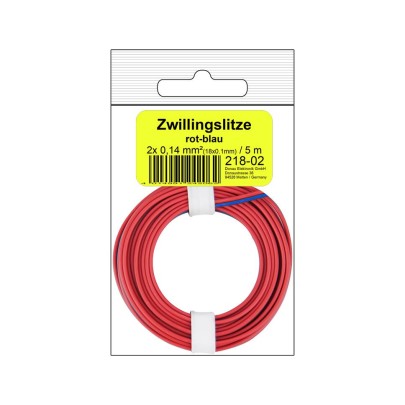 Zwillingslitze 0,14 mm² / 5 m rot-blau in SB