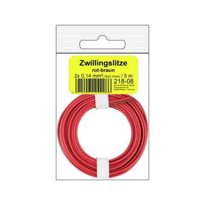 Zwillingslitze 0,14 mm² / 5 m rot-braun in SB