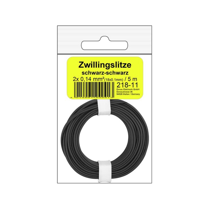 Zwillingslitze 0,14 mm² / 5 m schwarz-schwarz in SB