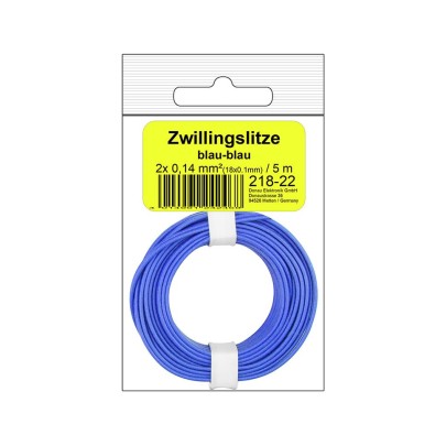 Zwillingslitze 0,14 mm² / 5 m blau-blau in SB