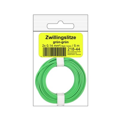 Zwillingslitze 0,14 mm² / 5 m grün-grün in SB