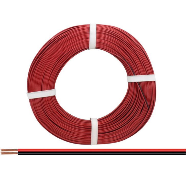 Zwillingslitze 0,14 mm² / 50 m rot-schwarz