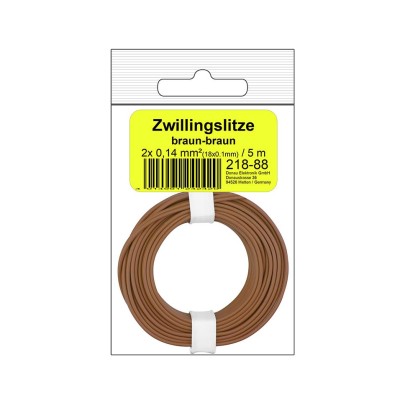 Zwillingslitze 0,14 mm² / 5 m braun-braun in SB