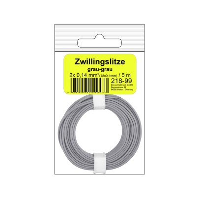 Zwillingslitze 0,14 mm² / 5 m grau-grau in SB