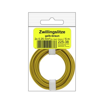 Zwillingslitze 0,25 mm² / 5 m gelb-braun in SB