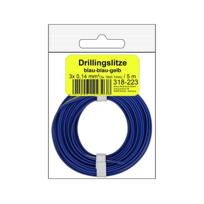 Drillingslitze 0,14 mm² / 5 m blau-blau-gelb in SB...