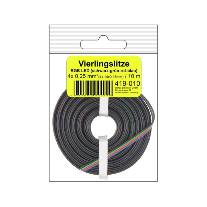 Vierlingslitze 0,25 mm² / 10 m für RGB LED Streifen in SB