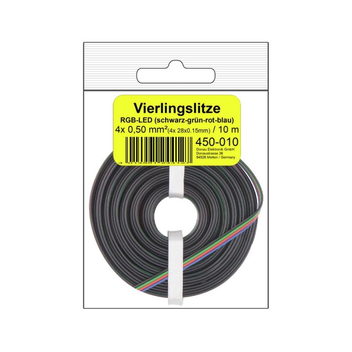 Vierlingslitze 0,50 mm² / 10 m für RGB LED Streifen in SB