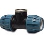 Jason T-Stück 90° PP 32 mm x 3/4" x 32 mm Klemm x Innengewinde x Klemm 16bar Schwarz/Blau DVGW/KIWA/WRAS/SVGW