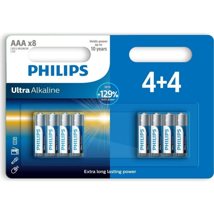 PHILIPS Ultra Alkaline - 4+4 x AAA Batterien