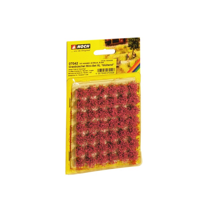 NOCH 07042 Grasbüschel Mini-Set XL “blühend” rot veredelt, 42 Stück, 9 mm