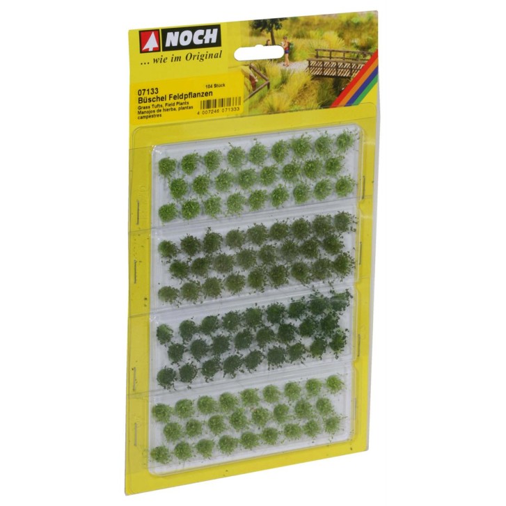 NOCH 07133 Grasbüschel “Feldpflanzen” hell-, mittel-, dunkelgrün, 104 Stück, 6 mm