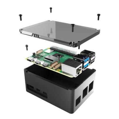 Anidees Raspberry Pi 4 Gehäuse Pro High Schwarz