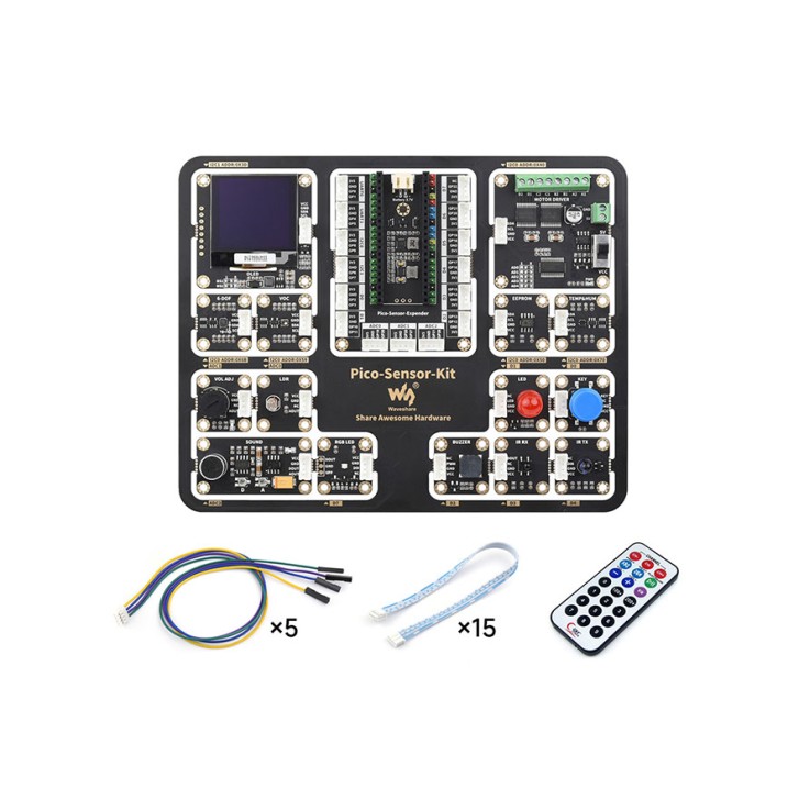 Raspberry Pi Pico Sensor-Kit für Einsteiger, inkl. Pico-Erweiterungsplatine & 15 gängigen Modulen