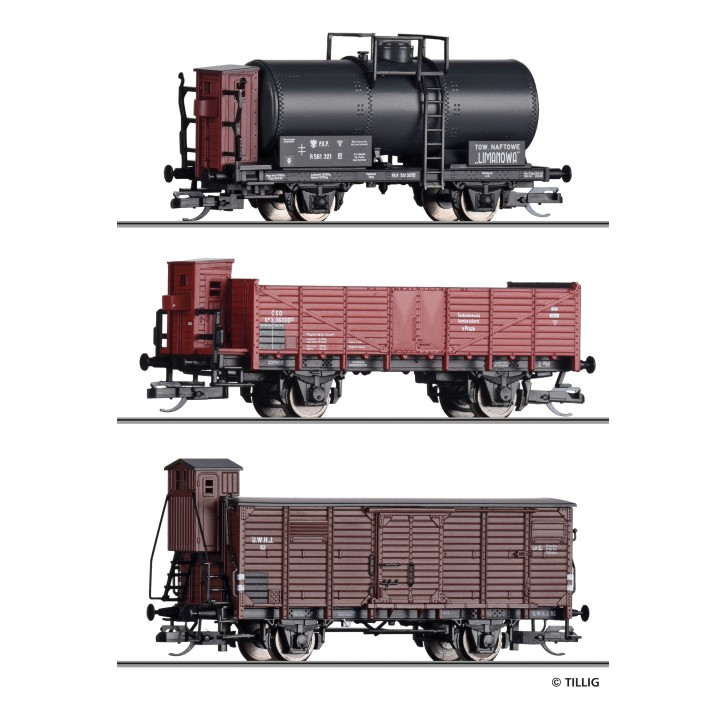 Tillig 1031 Güterwagenset der UWHJ, PKP und CSD