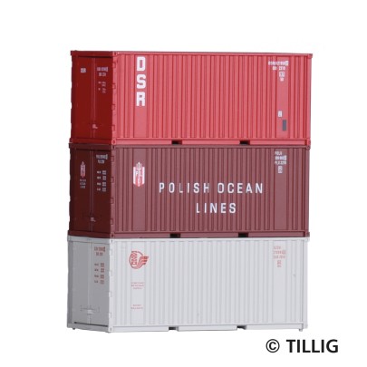 Tillig 7707 Container-Set mit drei 20‘-Containern