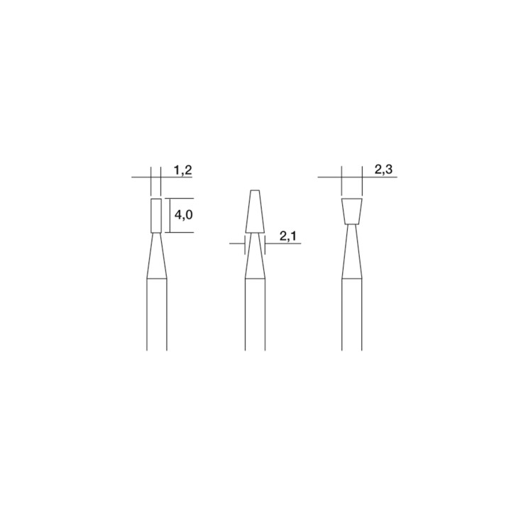 Hartmetall-Fräsersatz, Zylinder, Kegel, Walze (3-teilig)