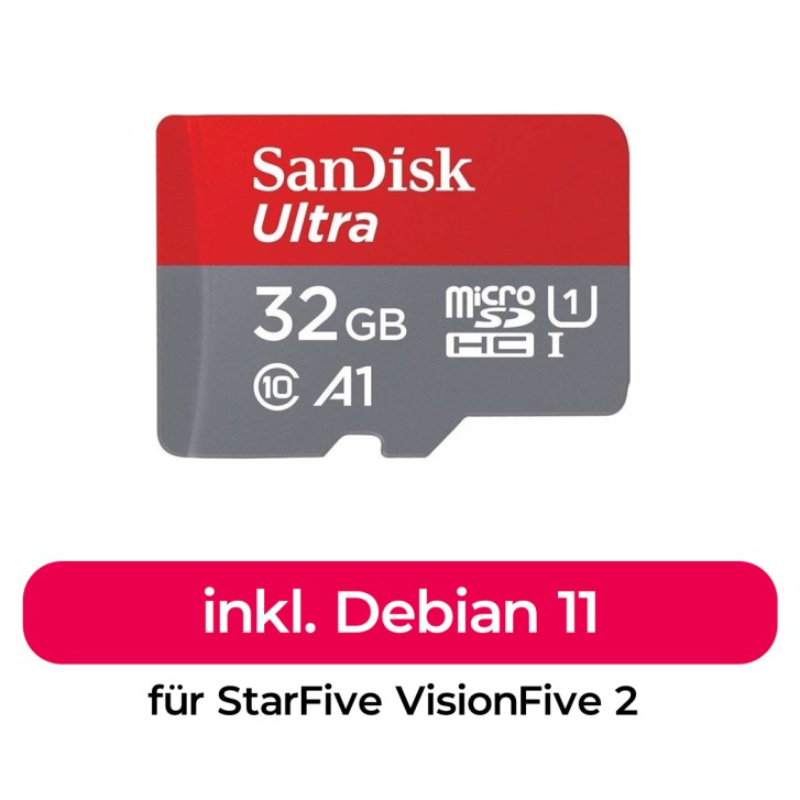 Sandisk microSDHC 32GB mit Debian 11 für StarFive VisionFive 2