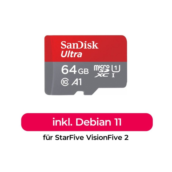 Sandisk microSDHC 64GB mit Debian 11 für StarFive VisionFive 2