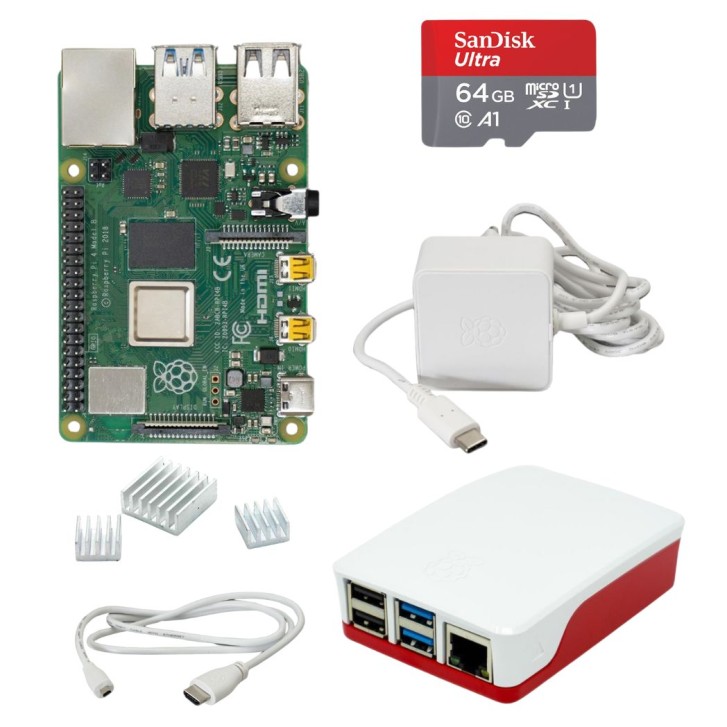 Raspberry Pi4 B 4 GB RAM Bundle rot/weiß