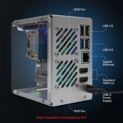 Pironman 5 NVMe M.2 SSD PCIe Mini PC Gehäuse für Raspberry Pi 5