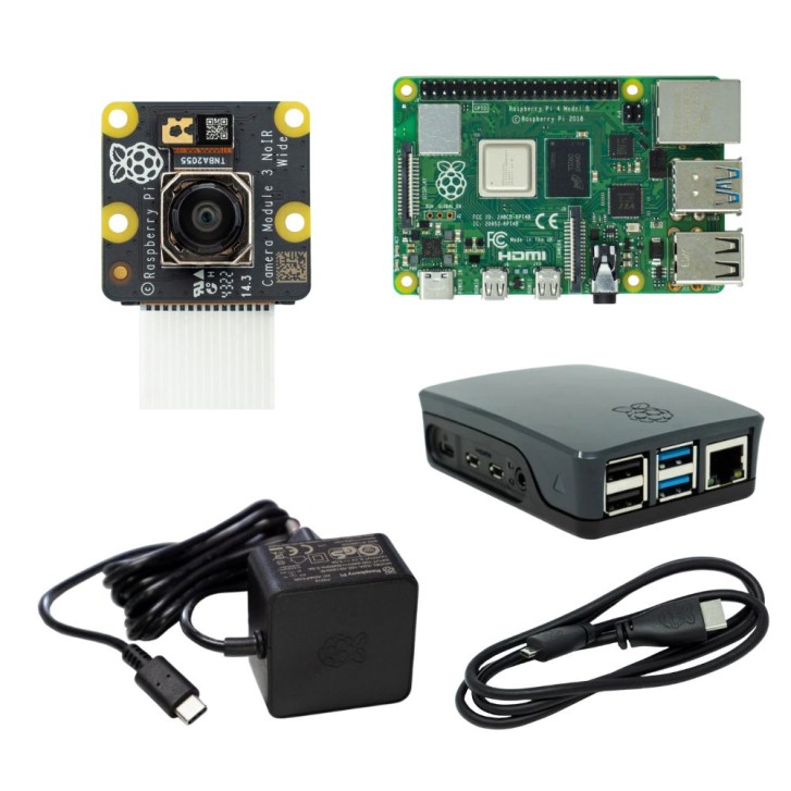 Kamera Bundle mit Raspberry Pi Kamera Wide, Raspberry Pi 4 Modell B 8GB SDRAM, Gehäuse, Netzteil und HDMI Kabel