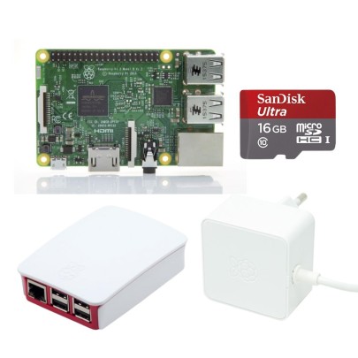 Raspberry Pi 3 B Starter Kit Bundle in Rot Weiß